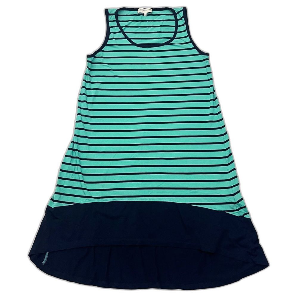 Jones New York Sport Women’s Striped Tank Summer Dress in Green & Black XL